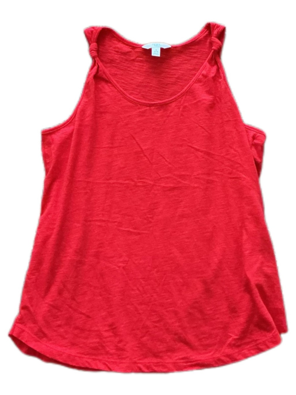 Time and Tru Red Knot-Shoulder Tank Top